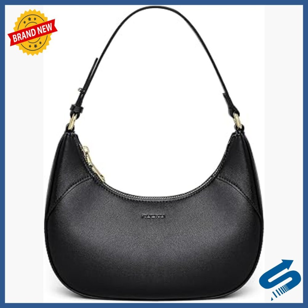Premium PU Leather Hobo Shoulder Bag with Adjustable Strap, Crescent Design